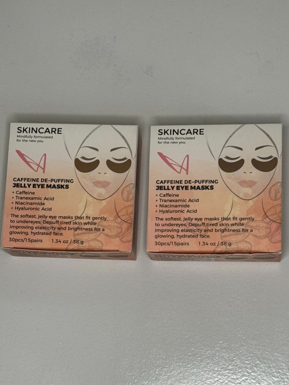 LA Splash Caffeine De-Puffing Jelly Eye Masks, 2 boxes, total 60pcs/30 pairs